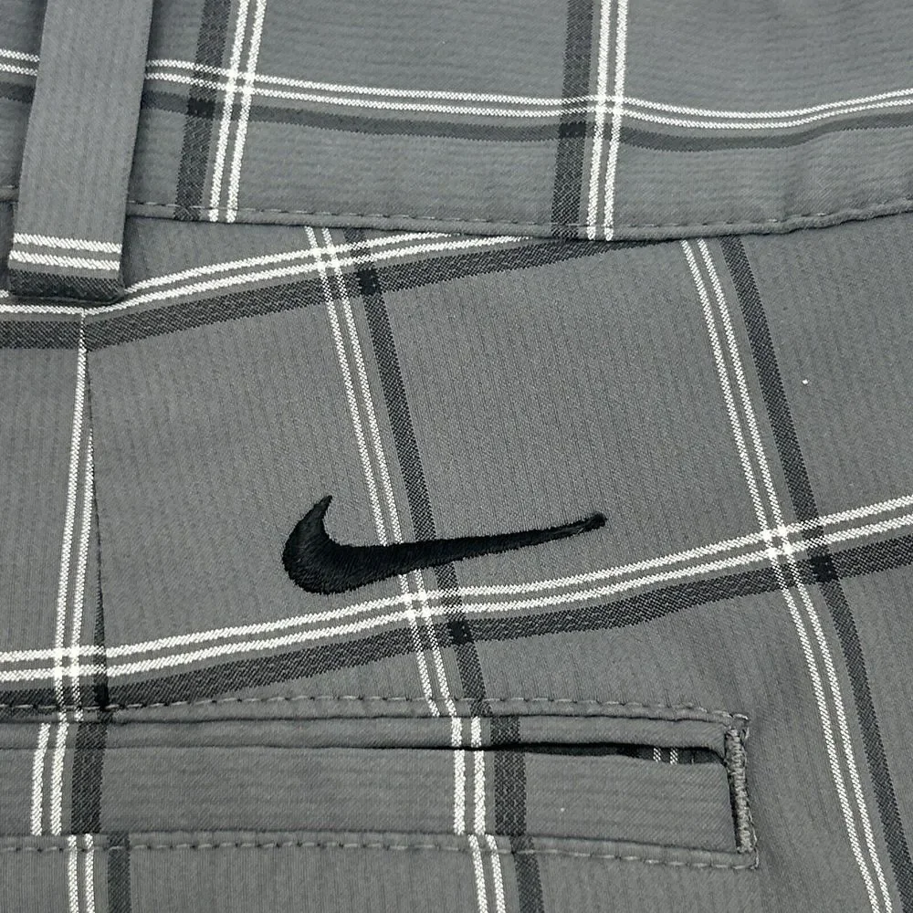 Nike Golf Shorts Men's 40 Gray White Black Plaid Flat Front Chino Casual Dri-Fit